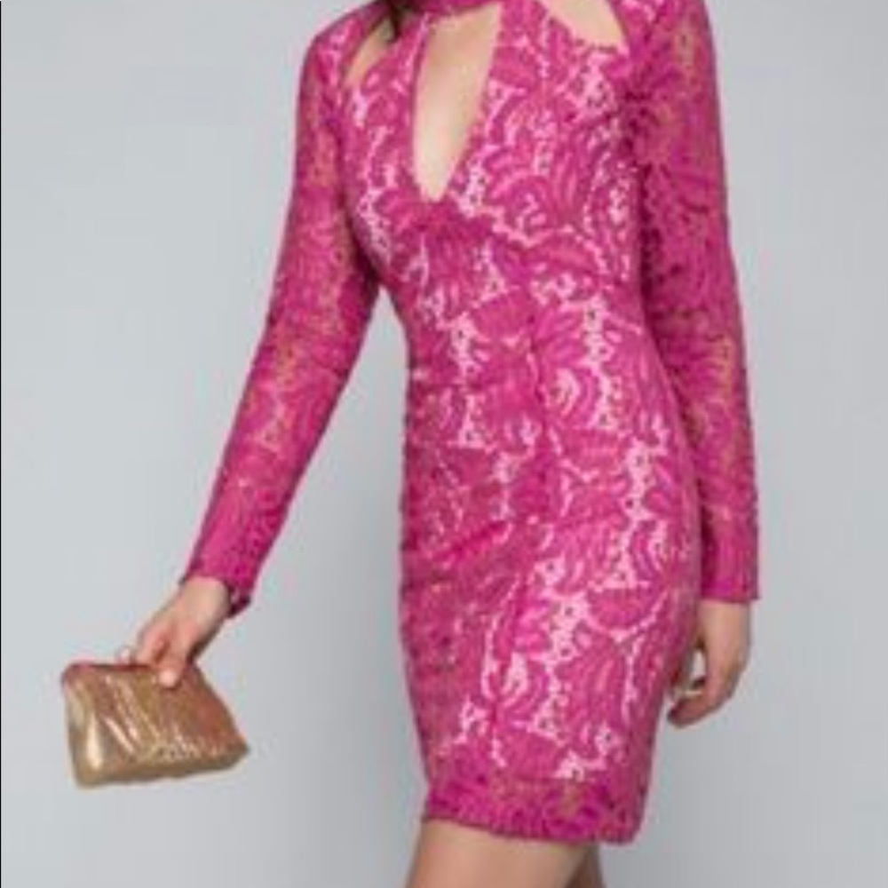 Pink lace dress with cutouts